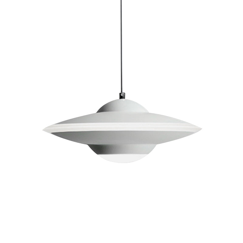 Flying Saucer Suspension Light Nordic Metal 1 Light Black/White Hanging Light in Warm/White Light Clearhalo 'Ceiling Lights' 'Modern Pendants' 'Modern' 'Pendant Lights' 'Pendants' Lighting' 162763