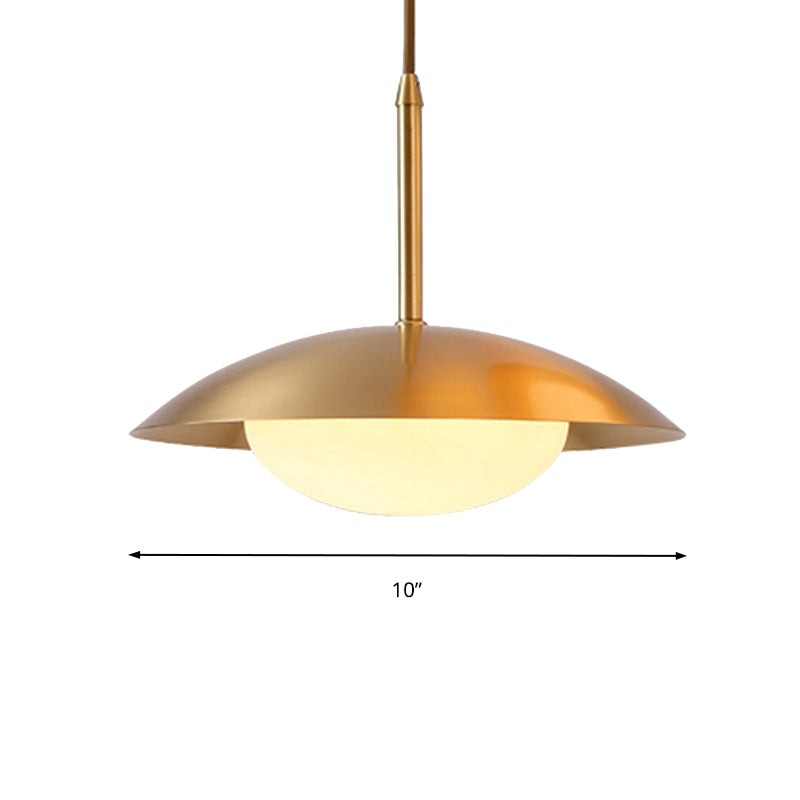 Hemisphere Metal Hanging Light with Glass Shade Simple Style Gold Single Head Pendant Light for Dining Room Clearhalo 'Ceiling Lights' 'Modern Pendants' 'Modern' 'Pendant Lights' 'Pendants' Lighting' 162794