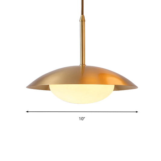 Hemisphere Metal Hanging Light with Glass Shade Simple Style Gold Single Head Pendant Light for Dining Room Clearhalo 'Ceiling Lights' 'Modern Pendants' 'Modern' 'Pendant Lights' 'Pendants' Lighting' 162794