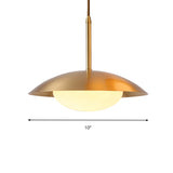 Hemisphere Metal Hanging Light with Glass Shade Simple Style Gold Single Head Pendant Light for Dining Room Clearhalo 'Ceiling Lights' 'Modern Pendants' 'Modern' 'Pendant Lights' 'Pendants' Lighting' 162794