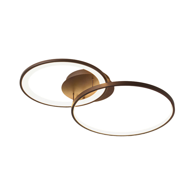 Acrylic 2-Ring Flush Ceiling Light Modernism LED Brown Flush Mount Lighting Fixture Clearhalo 'Ceiling Lights' 'Close To Ceiling Lights' 'Close to ceiling' 'Semi-flushmount' Lighting' 162807