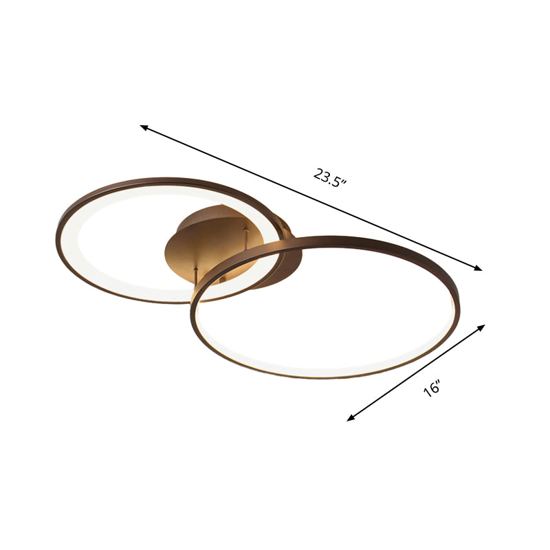 Acrylic 2-Ring Flush Ceiling Light Modernism LED Brown Flush Mount Lighting Fixture Clearhalo 'Ceiling Lights' 'Close To Ceiling Lights' 'Close to ceiling' 'Semi-flushmount' Lighting' 162808