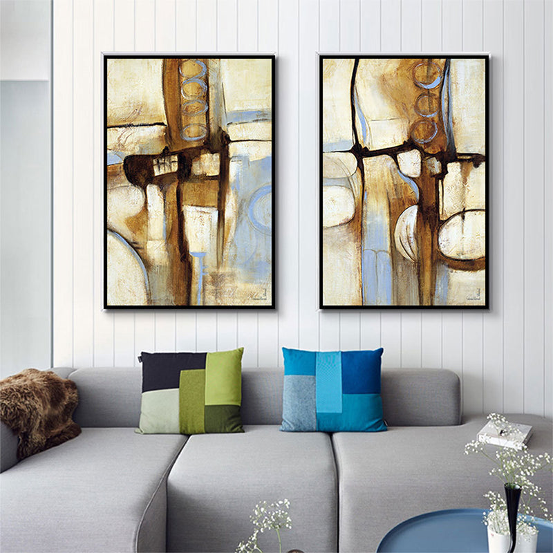 Modern Wall Art Brown and Blue Abstract Pattern Canvas Print for Sitting Room Brown One Set Clearhalo 'Art Gallery' 'Canvas Art' 'Contemporary Art Gallery' 'Modern' Arts' 1628715