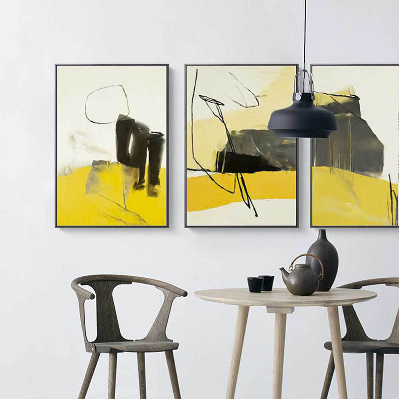 Abstract Canvas Wall Art Contemporary Textured Wall Decor in Yellow and Black for Room Clearhalo 'Art Gallery' 'Canvas Art' 'Contemporary Art Gallery' 'Modern' Arts' 1628765