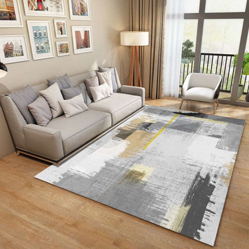 Grey and Yellow Modern Rug Synthetic Abstract Rug Washable Non-Slip Backing Rug for Living Room Clearhalo 'Area Rug' 'Modern' 'Rugs' Rug' 1628800