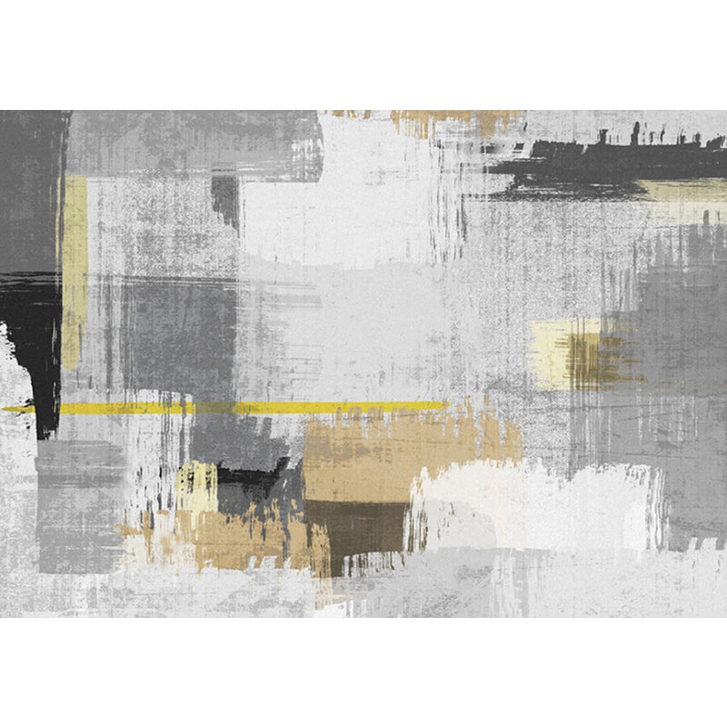 Grey and Yellow Modern Rug Synthetic Abstract Rug Washable Non-Slip Backing Rug for Living Room Clearhalo 'Area Rug' 'Modern' 'Rugs' Rug' 1628801