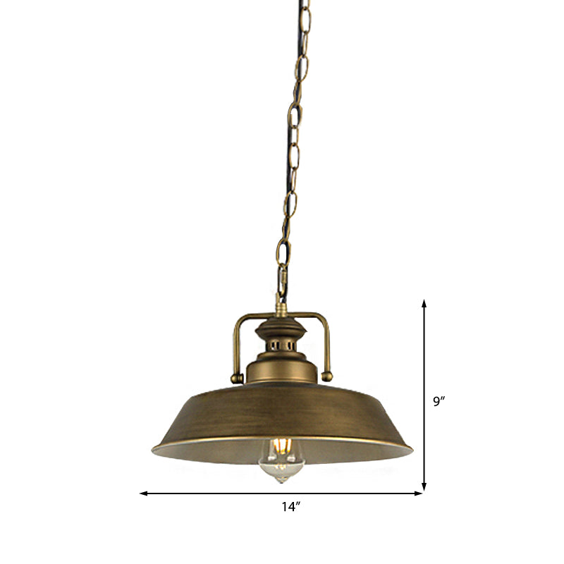 Barn Shade Dining Room Hanging Ceiling Light Vintage Metallic 1 Head Antique Brass Pendant Lamp Clearhalo 'Art Deco Pendants' 'Cast Iron' 'Ceiling Lights' 'Ceramic' 'Crystal' 'Industrial Pendants' 'Industrial' 'Metal' 'Middle Century Pendants' 'Pendant Lights' 'Pendants' 'Tiffany' Lighting' 163099