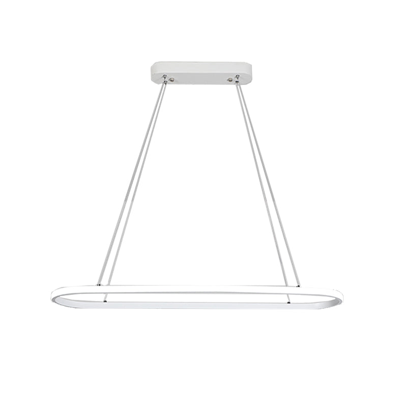 Oval Kitchen Chandelier Aluminum 1/2 Lights Modern White LED Pendant Light Fixture in Neutral/Warm/White Light Clearhalo 'Ceiling Lights' 'Chandeliers' 'Modern Chandeliers' 'Modern' Lighting' 163110