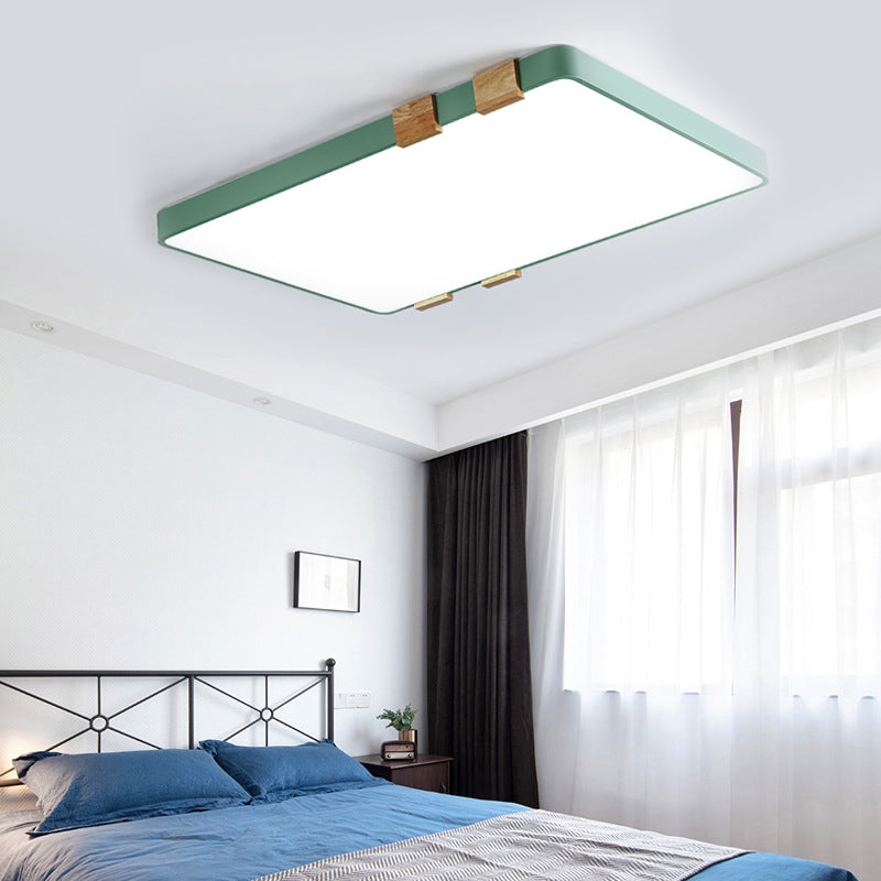 Rectangular Ceiling Light Fixture Nordic Acrylic 1-Light Pink/Yellow/Blue Flush Mount Lamp in Warm/White Light Green Clearhalo 'Ceiling Lights' 'Close To Ceiling Lights' 'Close to ceiling' 'Flush mount' Lighting' 163281