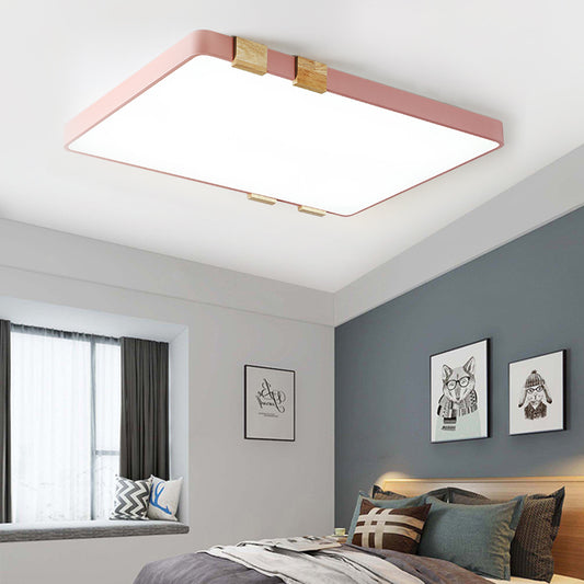 Rectangular Ceiling Light Fixture Nordic Acrylic 1-Light Pink/Yellow/Blue Flush Mount Lamp in Warm/White Light Clearhalo 'Ceiling Lights' 'Close To Ceiling Lights' 'Close to ceiling' 'Flush mount' Lighting' 163285