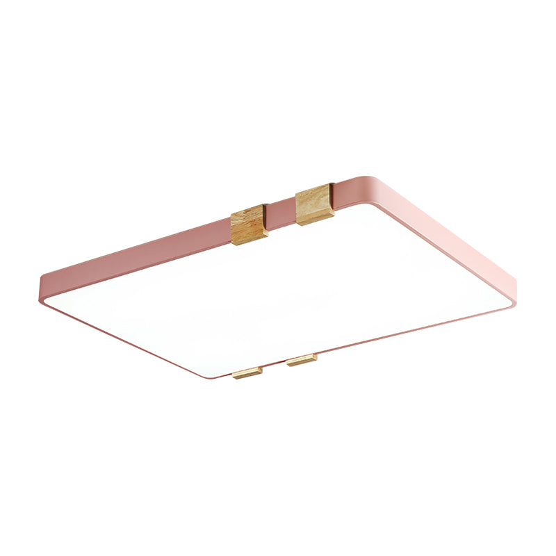 Rectangular Ceiling Light Fixture Nordic Acrylic 1-Light Pink/Yellow/Blue Flush Mount Lamp in Warm/White Light Clearhalo 'Ceiling Lights' 'Close To Ceiling Lights' 'Close to ceiling' 'Flush mount' Lighting' 163286