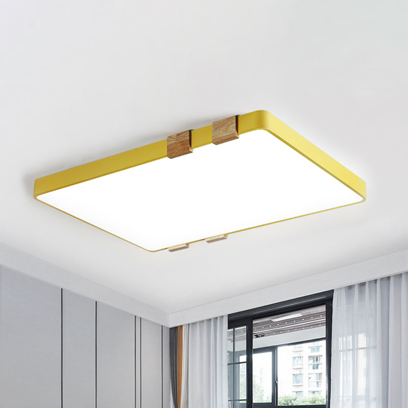 Rectangular Ceiling Light Fixture Nordic Acrylic 1-Light Pink/Yellow/Blue Flush Mount Lamp in Warm/White Light Yellow Clearhalo 'Ceiling Lights' 'Close To Ceiling Lights' 'Close to ceiling' 'Flush mount' Lighting' 163287