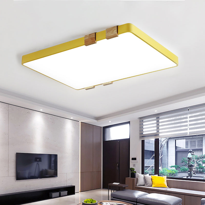 Rectangular Ceiling Light Fixture Nordic Acrylic 1-Light Pink/Yellow/Blue Flush Mount Lamp in Warm/White Light Clearhalo 'Ceiling Lights' 'Close To Ceiling Lights' 'Close to ceiling' 'Flush mount' Lighting' 163288