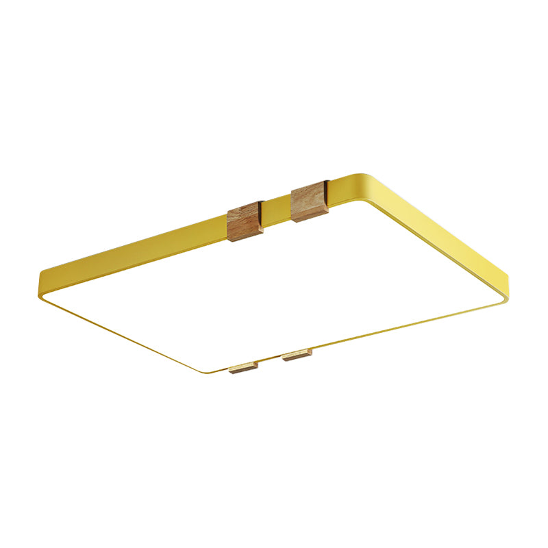 Rectangular Ceiling Light Fixture Nordic Acrylic 1-Light Pink/Yellow/Blue Flush Mount Lamp in Warm/White Light Clearhalo 'Ceiling Lights' 'Close To Ceiling Lights' 'Close to ceiling' 'Flush mount' Lighting' 163289