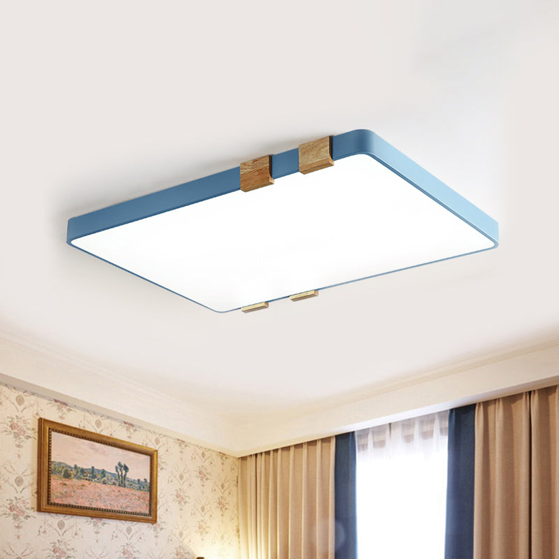 Rectangular Ceiling Light Fixture Nordic Acrylic 1-Light Pink/Yellow/Blue Flush Mount Lamp in Warm/White Light Blue Clearhalo 'Ceiling Lights' 'Close To Ceiling Lights' 'Close to ceiling' 'Flush mount' Lighting' 163290