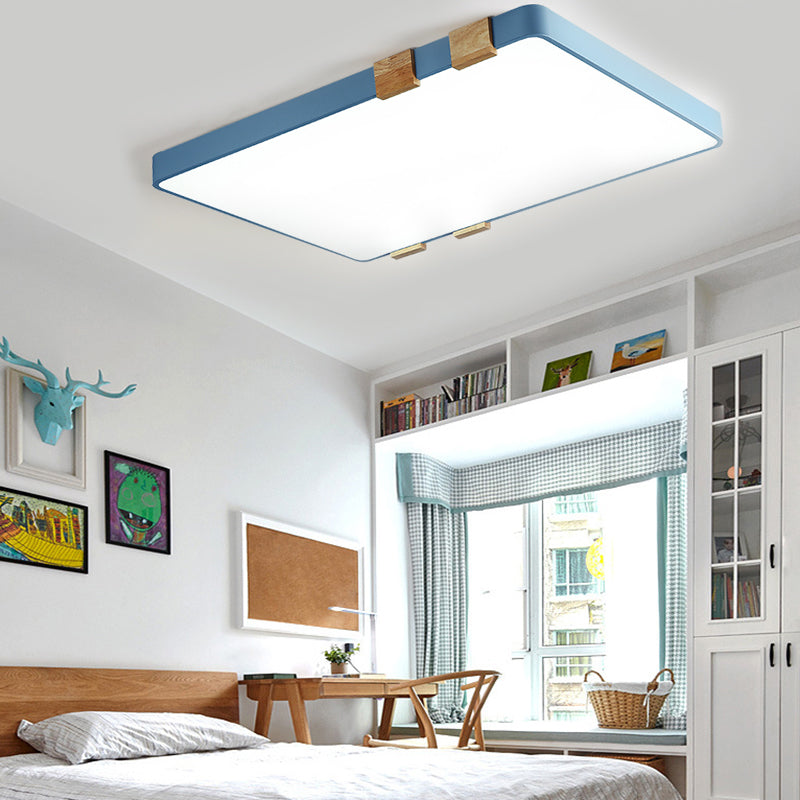 Rectangular Ceiling Light Fixture Nordic Acrylic 1-Light Pink/Yellow/Blue Flush Mount Lamp in Warm/White Light Clearhalo 'Ceiling Lights' 'Close To Ceiling Lights' 'Close to ceiling' 'Flush mount' Lighting' 163291