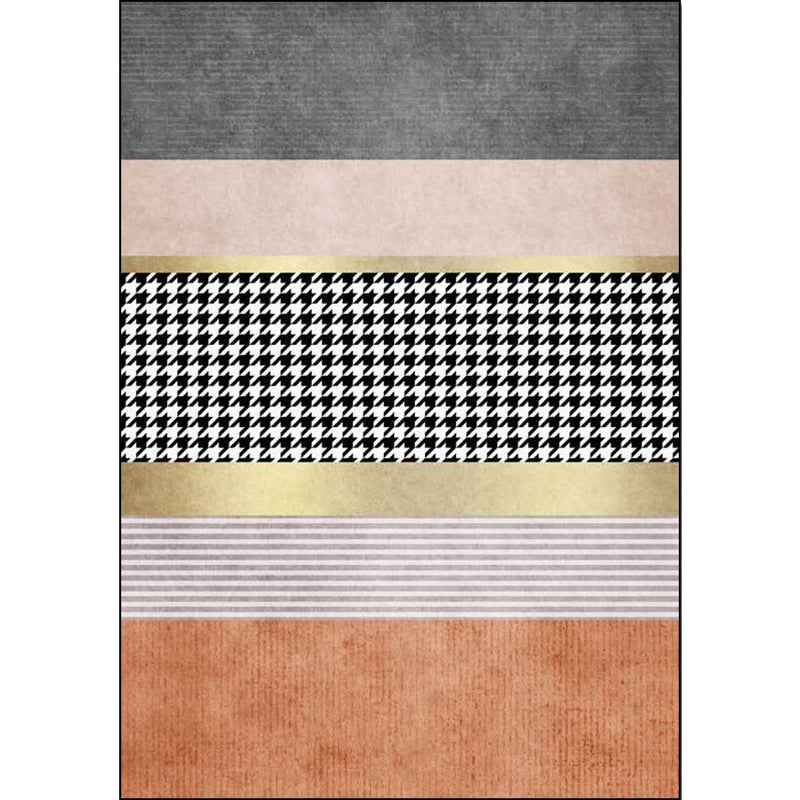 Contemporary Houndstooth Pattern Rug with Stripe Multicolor Polyester Rug Machine Washable Non-Slip Area Rug for Bedroom Clearhalo 'Area Rug' 'Modern' 'Rugs' Rug' 1634288