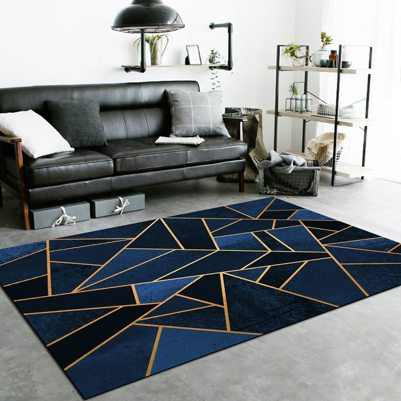 Dark Blue Novelty Rug Polyester Geometric Pattern Rug Washable Non-Slip Backing Carpet for Living Room Dark Blue Clearhalo 'Area Rug' 'Modern' 'Rugs' Rug' 1634310