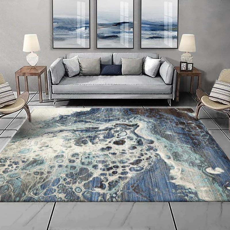 Casual Modern Rug in Blue Abstract Spray Pattern Rug Polyester Washable Carpet for Home Decoration Blue Clearhalo 'Area Rug' 'Modern' 'Rugs' Rug' 1634387