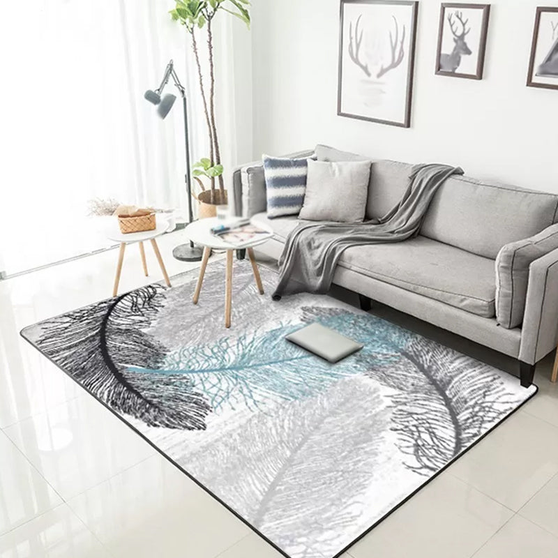 Tropical Living Room Rug in Grey Botanical Print Rug Polyester Non-Slip Machine Washable Area Rug Grey Clearhalo 'Area Rug' 'Rug' 1634452