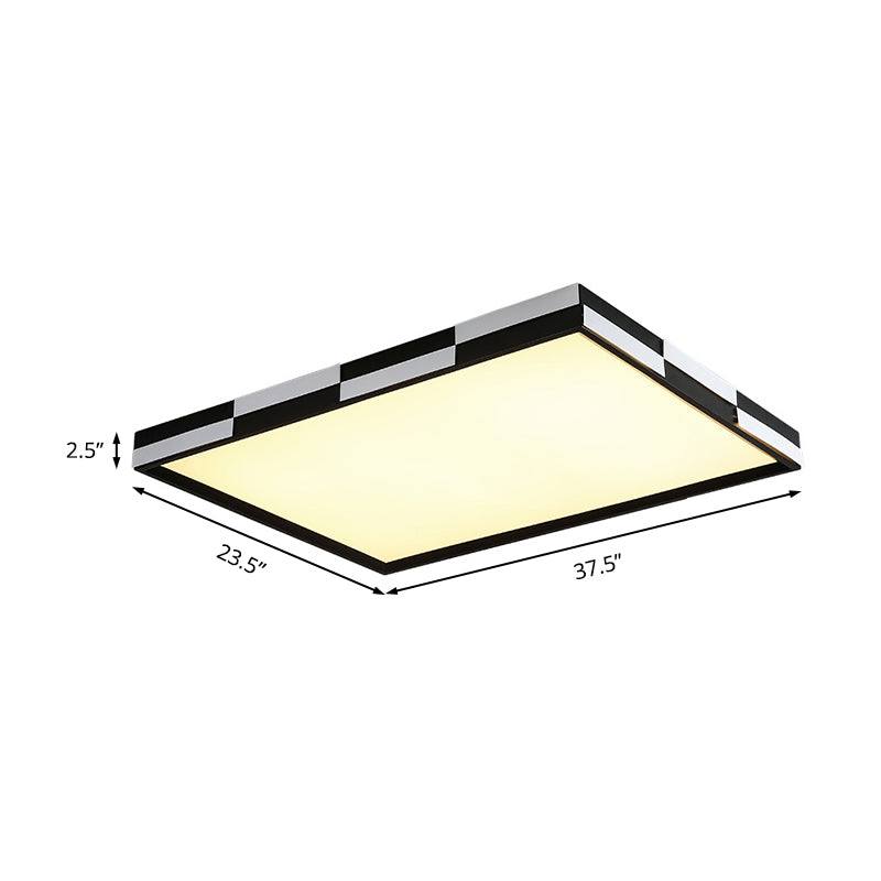 Rectangular Flush Mount Light Modern Acrylic LED Black Ceiling Mounted Lamp in Warm/White Light, 16"/19.5"/37.5" Wide Clearhalo 'Ceiling Lights' 'Close To Ceiling Lights' 'Close to ceiling' 'Flush mount' Lighting' 163451