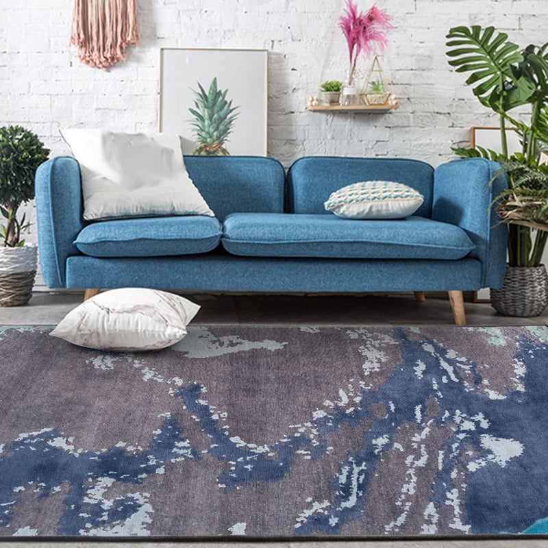 Modern Living Room Rug in Blue Abstract Print Rug Polyester Stain-Resistant Washable Area Rug Clearhalo 'Area Rug' 'Modern' 'Rugs' Rug' 1634511