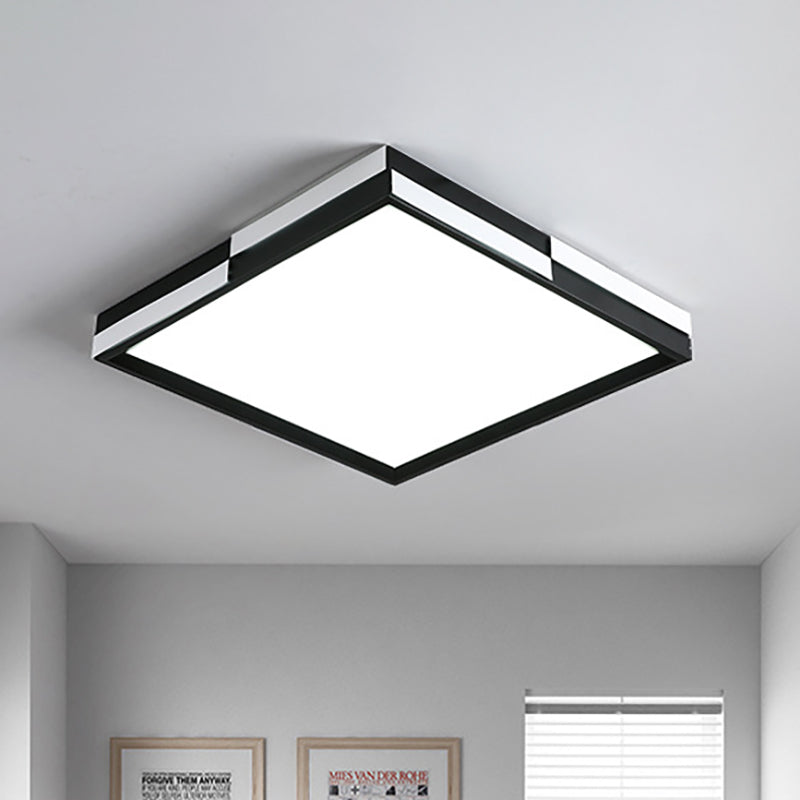 Rectangular Flush Mount Light Modern Acrylic LED Black Ceiling Mounted Lamp in Warm/White Light, 16"/19.5"/37.5" Wide Black Clearhalo 'Ceiling Lights' 'Close To Ceiling Lights' 'Close to ceiling' 'Flush mount' Lighting' 163452