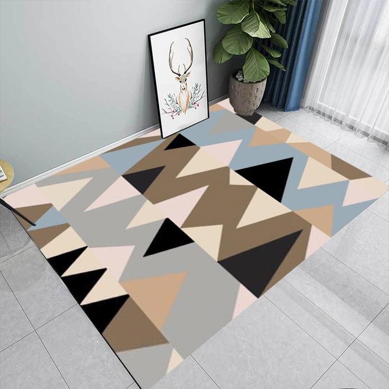 Brown Bedroom Rug Modern Color Block Irregular shape Pattern Area Rug Polyester Washable Non-Slip Carpet Brown Clearhalo 'Area Rug' 'Modern' 'Rugs' Rug' 1634538