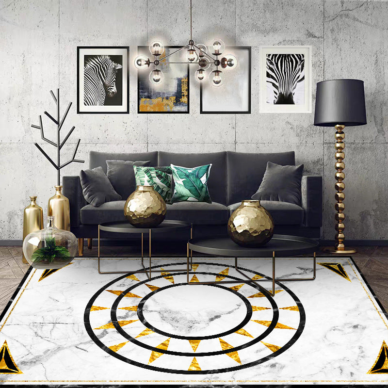 Modern Living Room Rug in Black Abstract Painting Print Rug Polyester Pet  Friendly Area Rug - Clearhalo