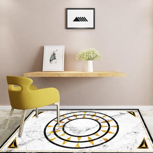 Modern Marble Surface Pattern Rug White and Black Polyester Rug Machine Washable Non-Slip Area Rug for Bedroom Clearhalo 'Area Rug' 'Modern' 'Rugs' Rug' 1634606