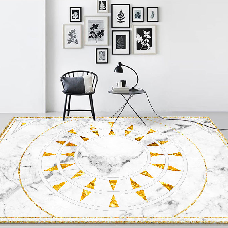 Modern Marble Surface Pattern Rug White and Black Polyester Rug Machine Washable Non-Slip Area Rug for Bedroom White Clearhalo 'Area Rug' 'Modern' 'Rugs' Rug' 1634613