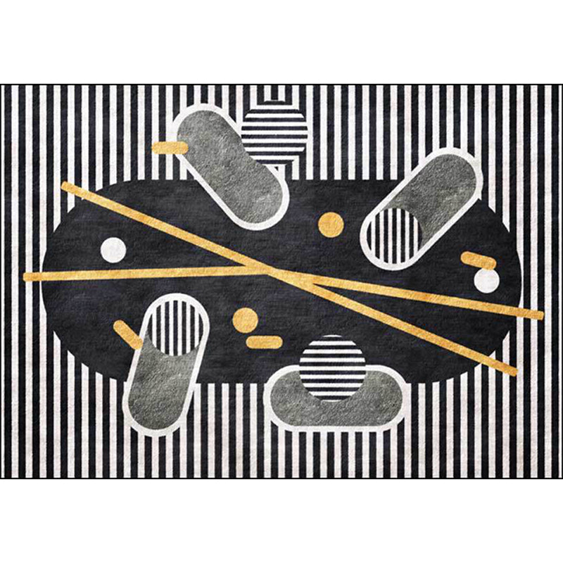 Novelty Striped Pattern Rug Black and White Polyester Rug Machine Washable Non-Slip Area Rug for Bedroom Clearhalo 'Area Rug' 'Modern' 'Rugs' Rug' 1634623