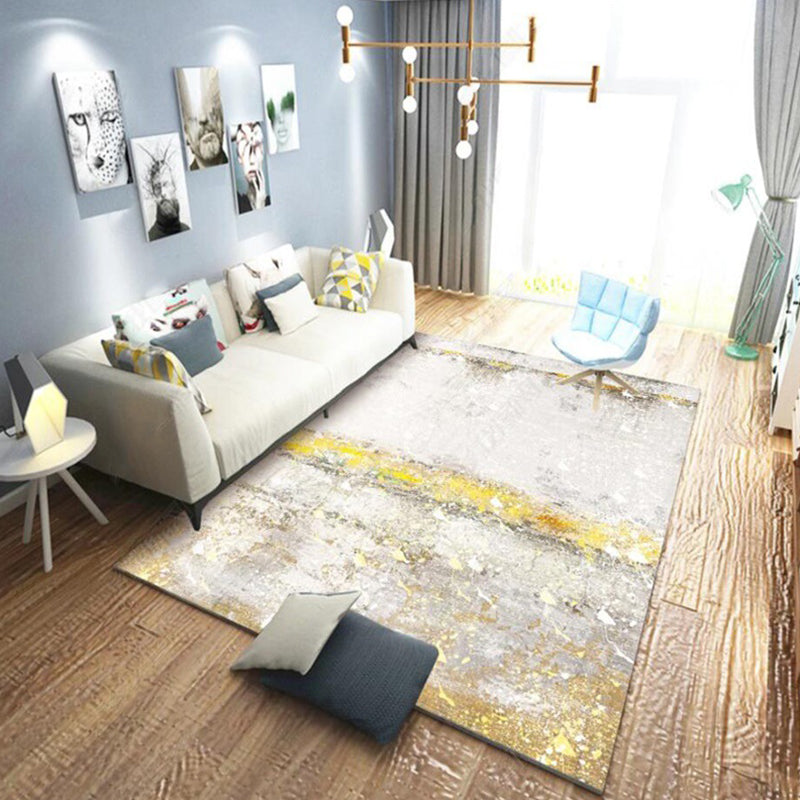 Modern Living Room Rug in Grey Abstract Oil Painting Print Rug Polyester Pet Friendly Area Rug Clearhalo 'Area Rug' 'Modern' 'Rugs' Rug' 1634687