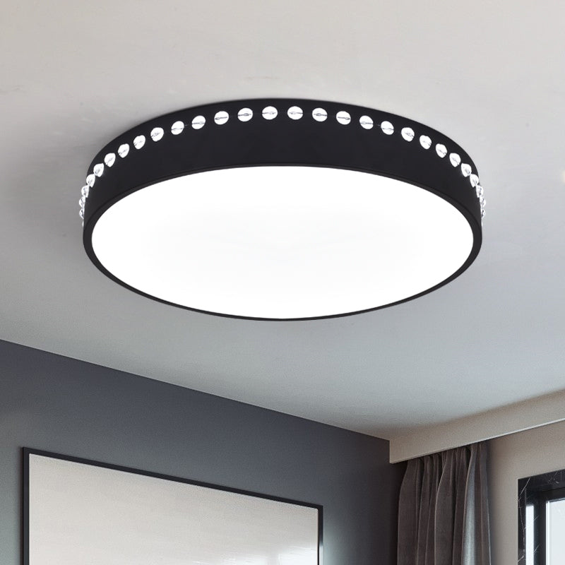 Drum Acrylic Ceiling Light Fixture Modern LED Black/White/Grey Flush Mount Lighting in Warm/White Light, 14"/18"/21.5" Dia Clearhalo 'Ceiling Lights' 'Close To Ceiling Lights' 'Close to ceiling' 'Flush mount' Lighting' 163470