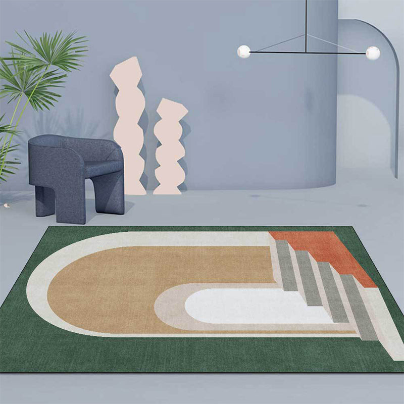 Modern Living Room Rug in Blue and Green Color Block Door Stair Print Rug Polyester Machine Washable Area Rug Clearhalo 'Area Rug' 'Modern' 'Rugs' Rug' 1634744