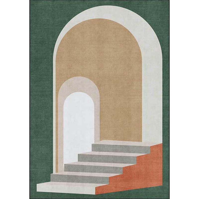 Modern Living Room Rug in Blue and Green Color Block Door Stair Print Rug Polyester Machine Washable Area Rug Clearhalo 'Area Rug' 'Modern' 'Rugs' Rug' 1634745