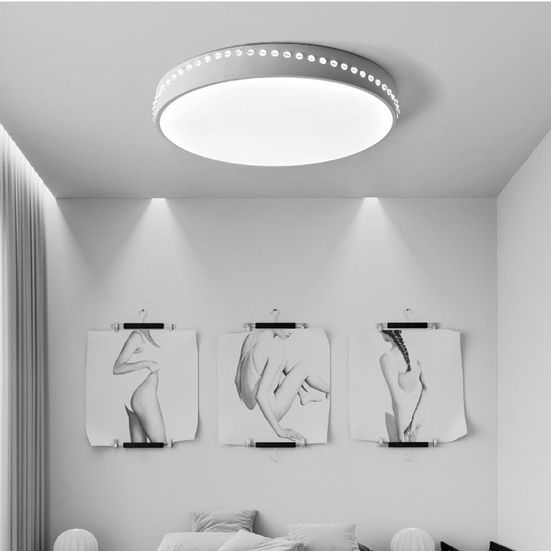 Drum Acrylic Ceiling Light Fixture Modern LED Black/White/Grey Flush Mount Lighting in Warm/White Light, 14"/18"/21.5" Dia Clearhalo 'Ceiling Lights' 'Close To Ceiling Lights' 'Close to ceiling' 'Flush mount' Lighting' 163475