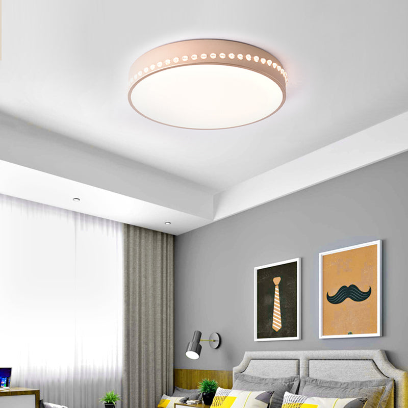 Drum Acrylic Ceiling Light Fixture Modern LED Black/White/Grey Flush Mount Lighting in Warm/White Light, 14"/18"/21.5" Dia Clearhalo 'Ceiling Lights' 'Close To Ceiling Lights' 'Close to ceiling' 'Flush mount' Lighting' 163479