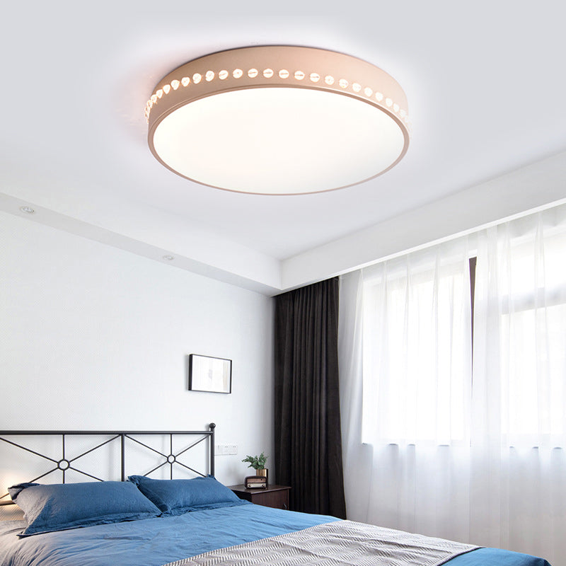 Drum Acrylic Ceiling Light Fixture Modern LED Black/White/Grey Flush Mount Lighting in Warm/White Light, 14"/18"/21.5" Dia Clearhalo 'Ceiling Lights' 'Close To Ceiling Lights' 'Close to ceiling' 'Flush mount' Lighting' 163480