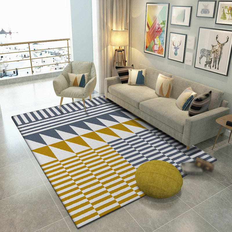 Yellow and Grey Bedroom Rug Modern Geometry Triangle Stripe Pattern Area Rug Polyester Stain-Resistant Carpet Yellow Clearhalo 'Area Rug' 'Modern' 'Rugs' Rug' 1634816