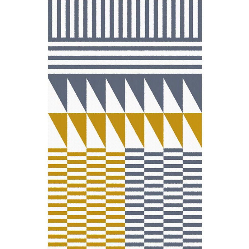 Yellow and Grey Bedroom Rug Modern Geometry Triangle Stripe Pattern Area Rug Polyester Stain-Resistant Carpet Clearhalo 'Area Rug' 'Modern' 'Rugs' Rug' 1634818