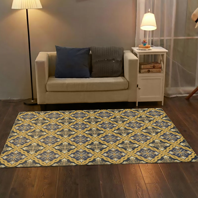 Moroccan Living Room Rug in Yellow Floral Chain Print Rug Polyester Pet Friendly Non-Slip Area Rug Yellow Clearhalo 'Area Rug' 'Moroccan' 'Rugs' Rug' 1634869