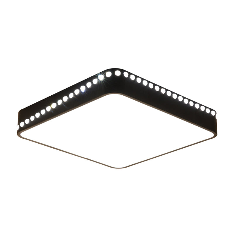 18"/21.5" W Square Ceiling Lamp Modern Acrylic LED Black/White/Gold Flush Mount Lighting with Crystal Accents in Warm/White Light Clearhalo 'Ceiling Lights' 'Close To Ceiling Lights' 'Close to ceiling' 'Flush mount' Lighting' 163488