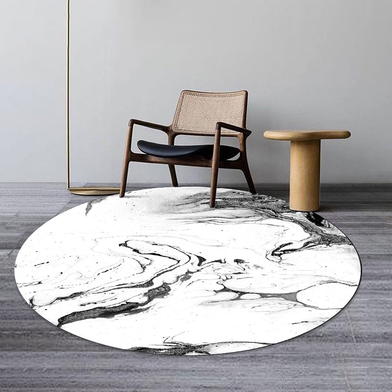 Contemporary Modern Rug in Black and White Abstract Painting Pattern Rug Polyester Washable Carpet for Home Decoration Black-White Design 3 Clearhalo 'Area Rug' 'Modern' 'Rugs' Rug' 1635079