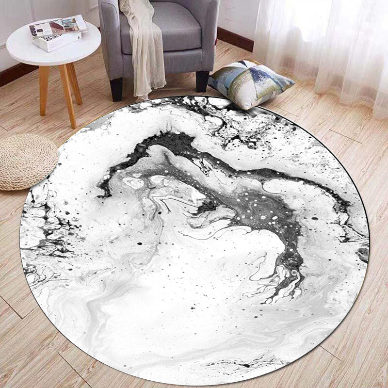 Contemporary Modern Rug in Black and White Abstract Painting Pattern Rug Polyester Washable Carpet for Home Decoration Black-White Design 5 Clearhalo 'Area Rug' 'Modern' 'Rugs' Rug' 1635093