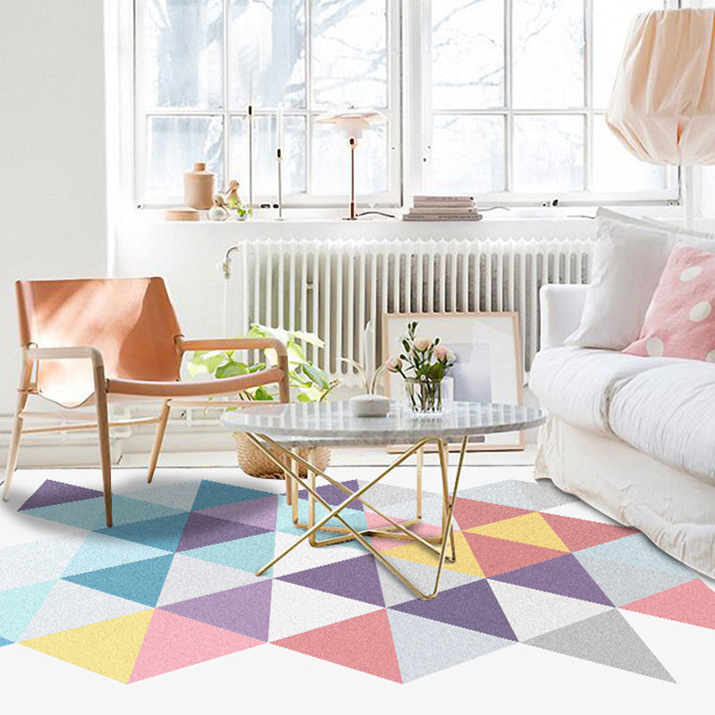 Modern Living Room Rug in White Geometric Triangle Print Rug Polyester Non-Slip Washable Area Rug White Clearhalo 'Area Rug' 'Modern' 'Rugs' Rug' 1635108