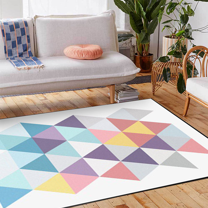 Modern Living Room Rug in White Geometric Triangle Print Rug Polyester Non-Slip Washable Area Rug Clearhalo 'Area Rug' 'Modern' 'Rugs' Rug' 1635109