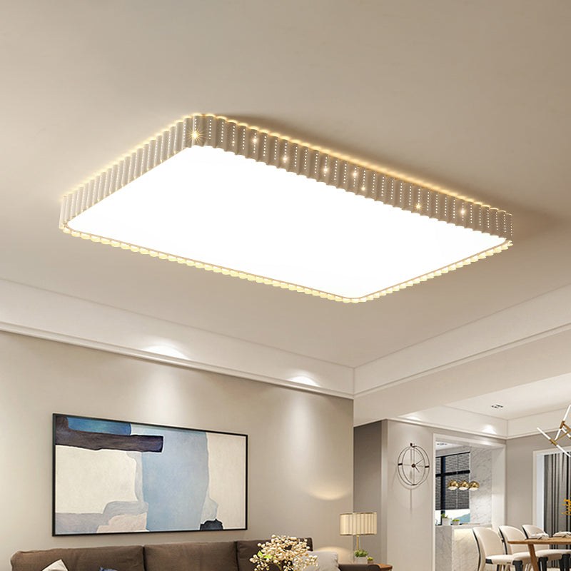 Modern LED Flush Mount Lamp with Acrylic Shade White/Gold Rectangular Ceiling Light in Warm/White Light, 19"/37.5" W Clearhalo 'Ceiling Lights' 'Close To Ceiling Lights' 'Close to ceiling' 'Flush mount' Lighting' 163516