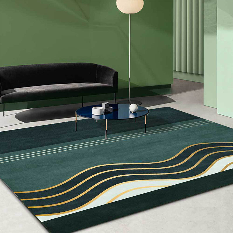 Green Contemporary Rug Polyester Swirl Stripe Pattern Rug Washable Non-Slip Backing Carpet for Living Room Green Clearhalo 'Area Rug' 'Modern' 'Rugs' Rug' 1635172