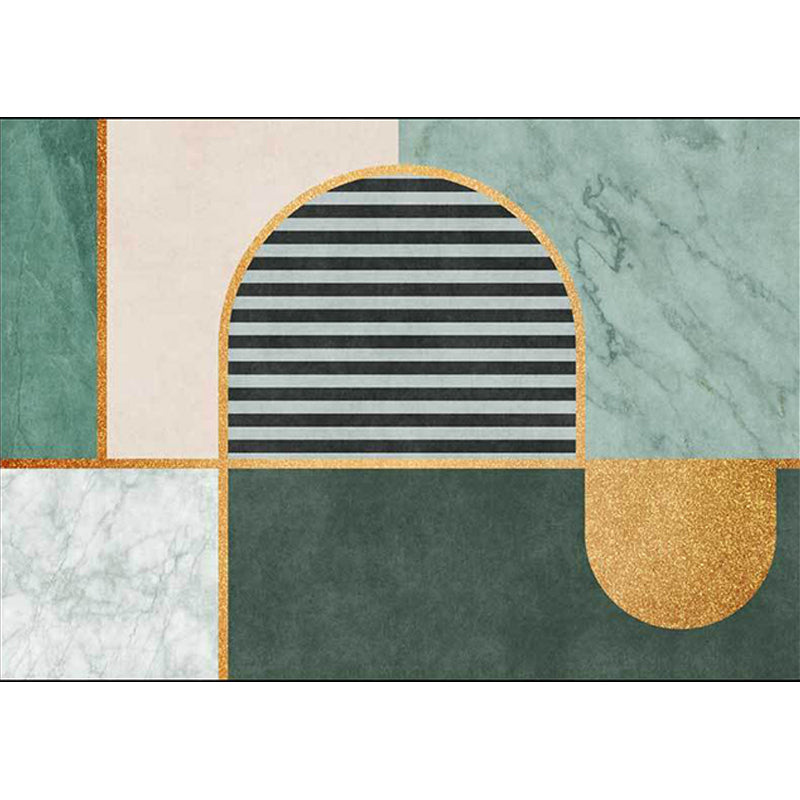 Modern Marble Surface Pattern Rug with Stripe Green Polyester Rug Machine Washable Non-Slip Area Rug for Bedroom Clearhalo 'Area Rug' 'Modern' 'Rugs' Rug' 1635190